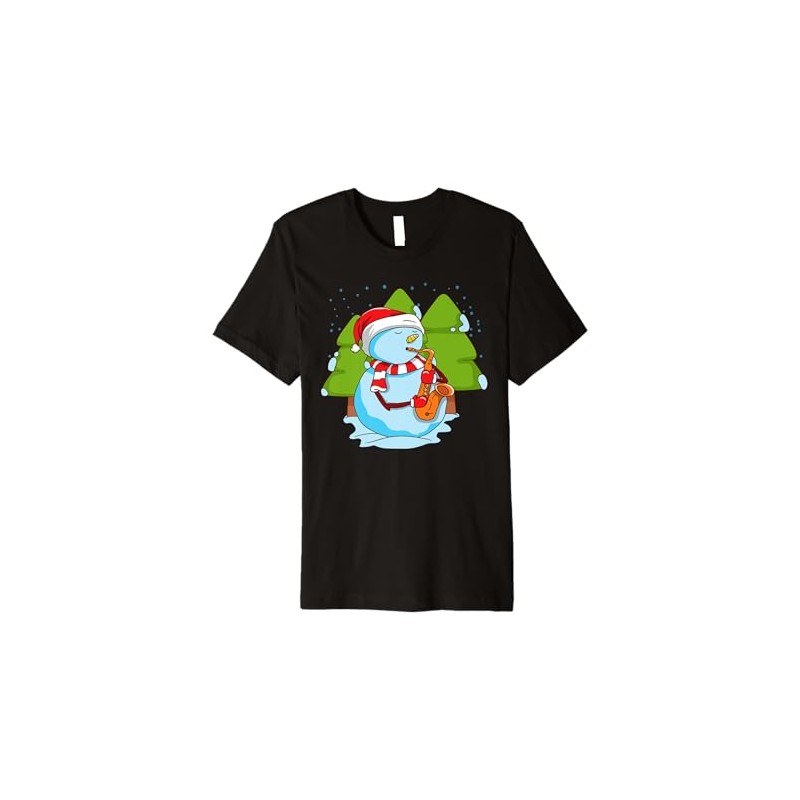 Saxophone Player Jazz Snowman Sax Music Snow Day Holiday Premium