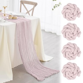 Nialnant 4 Pack Gauze Table Runners,13Ft Cheesecloth Table Runner for Baby Shower,Holiday Birthday Party,Easter Table Decoration