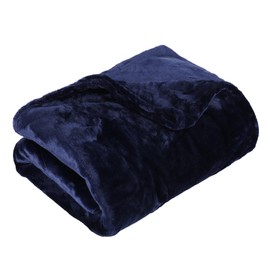 Albert Austin Flannel Fleece Throw for Couch Sofa Chairs Breathable Cosy and Warm Large Blanket Throw Comfortable Easy to Wash Blanket for Bed Plush Lightweight Fluffy Throw 150 x 130cm (Navy)