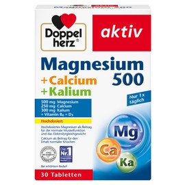 Doppelherz Magnesium + Calcium + Potassium - High Dose Magnesium as a Contribution to Normal Muscle Function - 30 Tablets