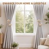 2 Pack Flower Curtain Tiebacks, Linen Cotton Curtain Holdbacks(White&Khaki)