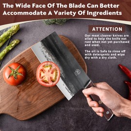 TAN REN Meat Cleaver,8 Inch Cleaver Knife for Meat Cutting Chinese Cleaver Knife Heavy Duty Bone Chopper High Carbon Steel Butcher Knife for Home Kitchen Gifts Idea(Knife Weight:540g)