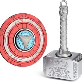 Mjolnir Fidget Spinner Toy for Kids Adults, Thor's Hammer Finger Hand Spinner, Metal 2 in 1 Transformable Fidget Keychain, Infinity Cube Anti Anxiety Stress Relief Gift for Classroom Office (2 Pack) Norse Mythology - Color: Silver