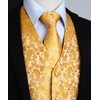 Hisdern Men's Paisley Wedding Party Waistcoat Necktie Pocket Square Handkerchief