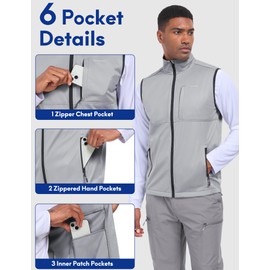 Haimont Men Running Windproof Vest Outerwear Lightweight Sleeveless Jacket for Fishing Hiking Golf Work Travel Light Grey S