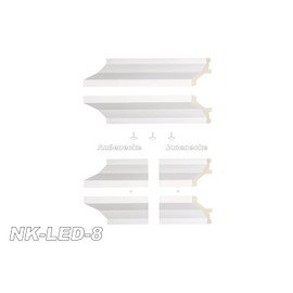 HEXIM LED Inner Corner Outer Corner Made of PU - Indirect Lighting with Modern Ceiling Strips, Opaque, Lightweight and Impact Resistant - (NK-LED-8 45 x 95 mm)