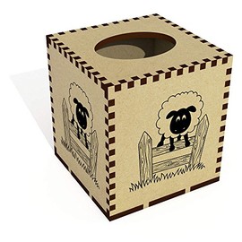 Square 'Jumping Sheep' Wooden Tissue Box Cover (TB00029859)