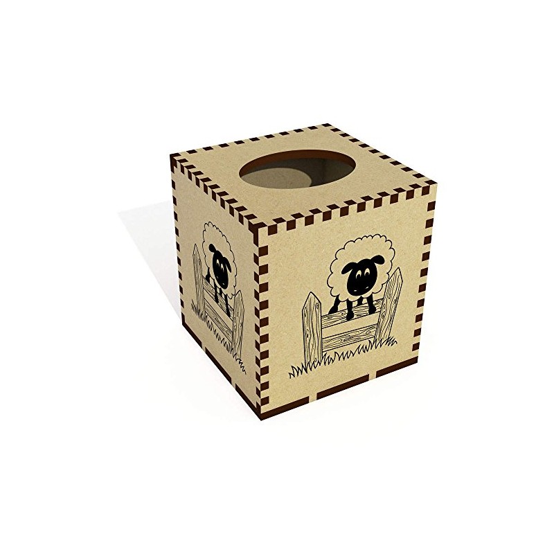 Square 'Jumping Sheep' Wooden Tissue Box Cover (TB00029859)