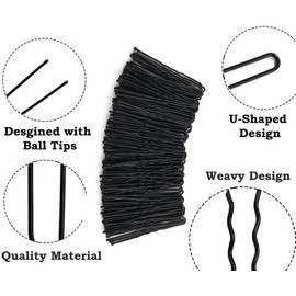 Al Kaseen 100 Count Black U Hair Pins – Secure Grip Bun Pins for Hair Styling (Medium (6mm), 100, Count)
