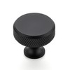 Ravinte 25 Pack Round Matte Black Knobs Knurled Single Hole
