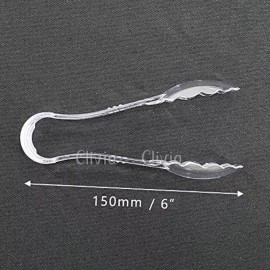 Clivia 12 Pack Plastic 6'' Serving Tongs Clear Scalloped Clamshell Food Clips