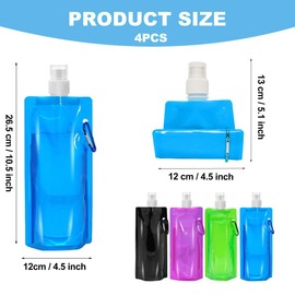 KEWUF 4 Stück faltbare trinkflasche, Faltbare Trinkflasche, Faltkanister, Festival Trinkflasche, Wiederverwendbare Trinkflasche Faltbar, BPA FREIE, Trinkflaschen Faltbar für Wandern, Reisen, Wandern