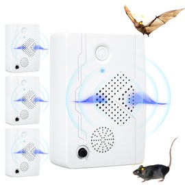 4Pack Ultrasonic Bat Repellent Outdoor for Attic,Bat Deterrent Devices Ultrasonic Pest Repellent Indoor to Keep Bats Away from Porch,Bat Repelling Getting Rid of Bats,Bat Exclusion Device Indoor