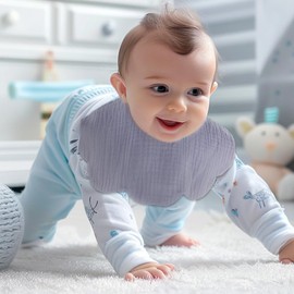 EllieHouse Baby Bibs for Girls Boys 8 Pack Muslin Drool Teeth Drooling Teething Bibs Muslin Cotton for Toddler Infant Essentials(Lilac)