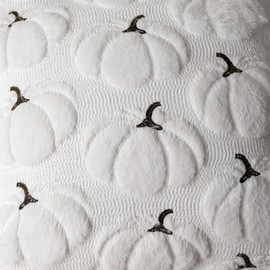 4TH Emotion Fall Pumpkins Decorative Pillow Covers 18x18 Set of 2, White Soft Plush Faux Fur Wool Farmhouse Throw Cushion Cases for Autumn Thanksgiving Holiday Home Decorations