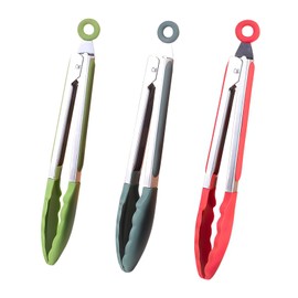 Silicone Food Tongs 7-Inch – Heat Resistant Stainless Steel BBQ with Non-Slip Grip – Kitchen Cooking Tongs for Ice Cubes, Grilling, Salad, Serving, Baking, Frying