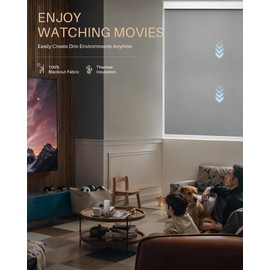 JaeJaes Motorized Roller Shades with Remote Control, Blackout Rechargeable Smart Blinds Compatible with Alexa, Electric Blinds for Living Room Bedroom, 25" W x 72" H, Grey