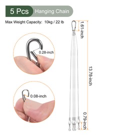 YOKIVE 5 Pcs Hanging Chains, 4 Points Holders Extension Chain Rope Hangers, Great for Flower Pots, Plant Basket, Lantern (Silver, 13.78-Inch)