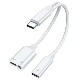 AreMe 3 in 1 USB C Splitter, USB C to 3.5mm Headphone and Charger Adapter