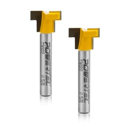 POWERTEC T Slot Router Bits 1/4 Shank, Carbide Tipped T Track and Slatwall Router Bit, Router T Bit, Wood Groove Milling Cutter, Forming Woodworking Tool, 5/8" Dia. x 3/16" Height - 2PK, 73022-P2