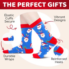 HAPPYPOP Christmas Gifts for Men Women - Santa Socks Holiday Socks for Women Men, Secret Santa Gifts Xmas Stocking