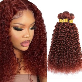 Color 33 Bundle Reddish Brown Curly Wave Human Hair Bundles Color 33 Copper Human Hair 3 Bundles 24 26 28 Inch Auburn Brown Bundle For Black Women