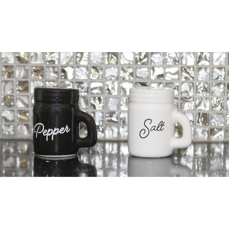 Mason Jar Salt and Pepper Shaker Set – 2oz Ceramic,
