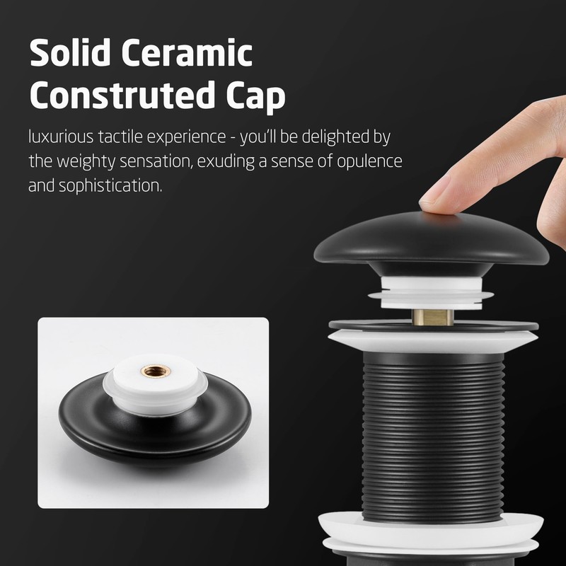 KES Bathroom Sink Drain Without Overflow, Solid Ceramic Cap Pop