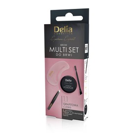 Delia Cosmetics - Eyebrow Multi Set - Graphite Black - Eyebrow Tweezers - Eyebrow Ointment - Stencil - Eyebrow Shape - Formulation for Eyebrows - Durable Formula