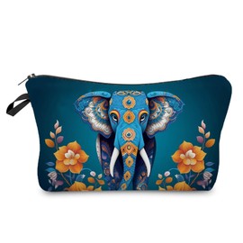 Livel lhood Ethnic Elephant Makeup Bag Cute Small Organizer Zipper Pouch Ethnic Elephant Cosmetic Bag Birthday Present for Elephants Lovers Women Friends-2, hzj0772