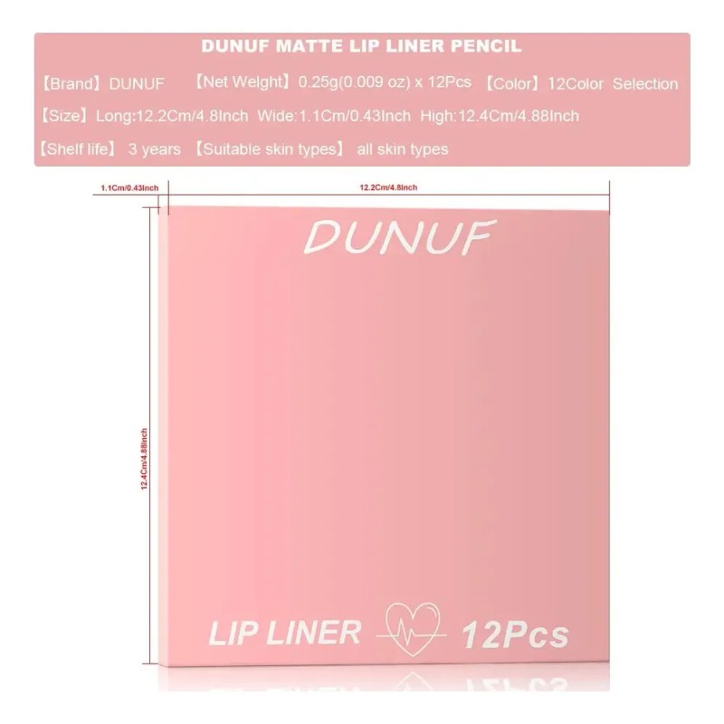 Pack De 12 Delineadores De Labios Mate De Larga Duración