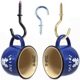 donjon Screw Hooks, 2.75 Inch Stainless Steel Ceiling Hooks, Cup Hooks, Screw Hooks, Stainless Steel, for Bathroom, Kitchen, Wall Ceiling Hanging, Indoor and Outdoor Use, Pack of 20, Gold