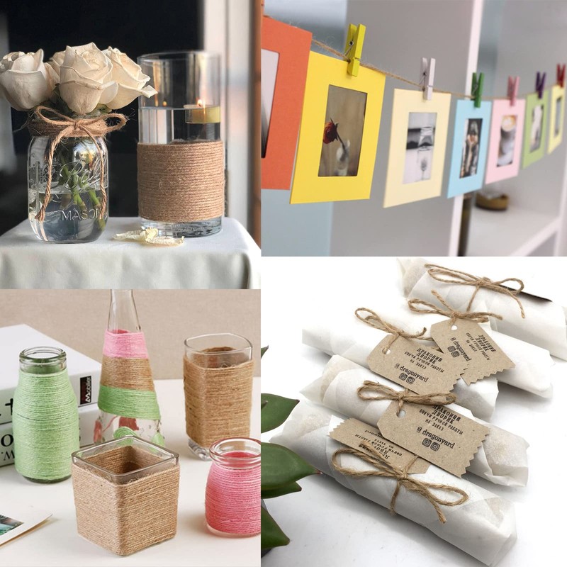 984 Ft Natural Jute Twine, 2mm Thin White Cotton Rope