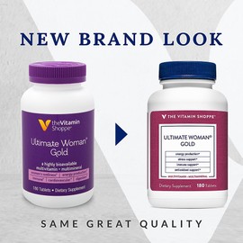 The Vitamin Shoppe Ultimate Woman's Gold Multivitamin - with Iron, B Vitamins & Vitamin D3 | Supports Energy Production, Bone & Immune Health | (180 Tablets)