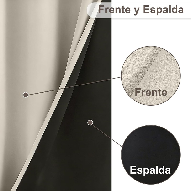 Cortinas Blackout, 2 Paneles Cortinas con Aislamiento Térmico para Estar/Recámara