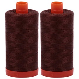 2-Pack - Aurifil 50WT - Chocolate (2360) Solid - Mako Cotton Thread - 1422 Yards Each