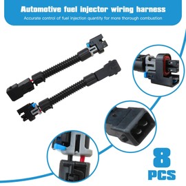 Vicue 8Pcs LS1 LS6 LT1 EV1 Injector Harness, Pigtails for Multec LQ4 LQ9 4.8 5.3 6.0 Delphi Adapters Replacement for G*MC Sierra Denali Pickup and Yukon Denali 2005-2006