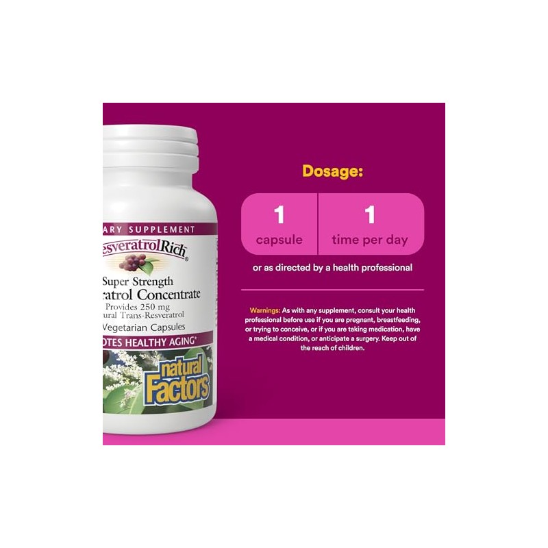 Natural Factors - ResveratrolRich Super Strength Resveratrol Concentrate 500 mg,