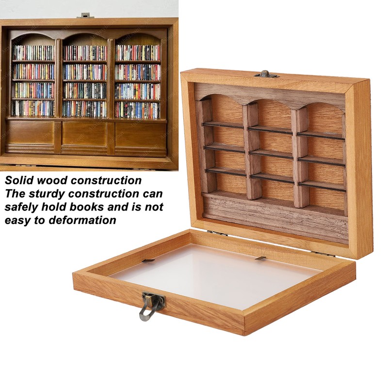Miniature Wooden Bookshelf Anxiety Relief Multi Books Display Case Cabinet