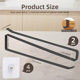 LveSunny LveSunny Tumbler Lid Organizer,2 Pack Cup Lid Organizer for Yeti Tumbler Lids,Single Water Bottle Lid Organizer Holds Up to 12 Lids, Space Saving Under Cabinet Lid Holder Rack,Black