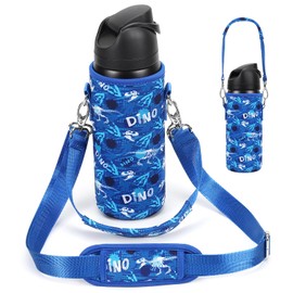 Premium Neoprene Portable Water Bottle Carrier Bag with Adjustable Shoulder Strap and Hand Strap for Owala 24 OZ 32 OZ Tumbler or Any Other Tumbler (Dinosaur)