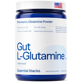 Essential Stacks L-Glutamina Intestinal - 300 g - Sin Gluten, Lácteos ni Soja