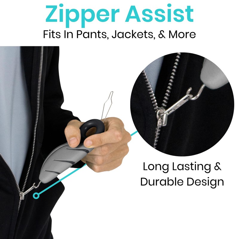 Vive Button Hook with Finger Hole - Zipper Gripper Pull