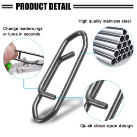 FUSIGO Speed Clips for Fishing Lures Power Clips Fishing Snaps Clips High Strength Stainless Steel Speed Clip for Fishing Lure Quick Change Fast Link Fishing Snap Clips Connector Tackle M-60PCS