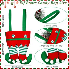 Christmas Santa Pants and Elf Boots Candy Bags Elf Foot Present Handbags Stocking Lovely Treat Bags Xmas Goodies Bag for Boys Girls Christmas Party Favor Decorations (Elf Boot Style, 12 Pieces)