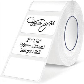 Rongta Label Tape for R22, Labels/Roll, Standard Laminated Thermal Label Tape, Waterproof, Oil-Proof Sticker for Home Office Small Business Labeling,White (2''×1.18'' (260 Labels/Roll))
