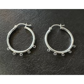 Unbranded 925 Sterling Silver Round Hoop Earrings with 5 Loops