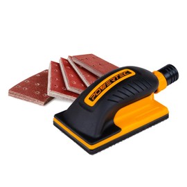 POWERTEC Vacuum Sanding Block Set w/ 1" OD Dust Extraction, Dust-Free Hook and Loop Sandpaper (40, 80, 120, 180, 240 Grit, 10 Each) for Woodworking, Sanding Tool for Auto Body, Paint, Drywall (71514V)