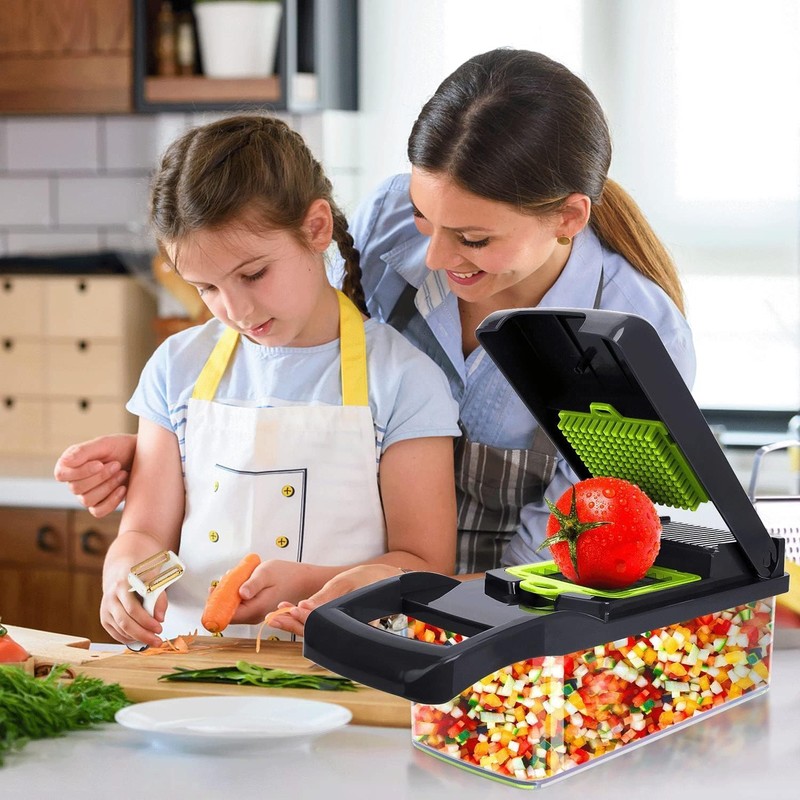 Etievort 16-in-1 Vegetable Cutter, Mandolin Slicer Dicer with 7 Interchangeable