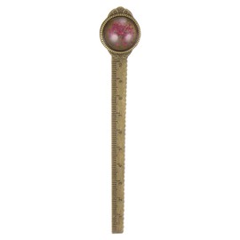 HARFINGTON Metal Bookmark Ruler 10cm Metric Flower Retro Vintage Bookmark Marker Measure Measuring Tool for Office Classroom Teacher Gift, Rose Red